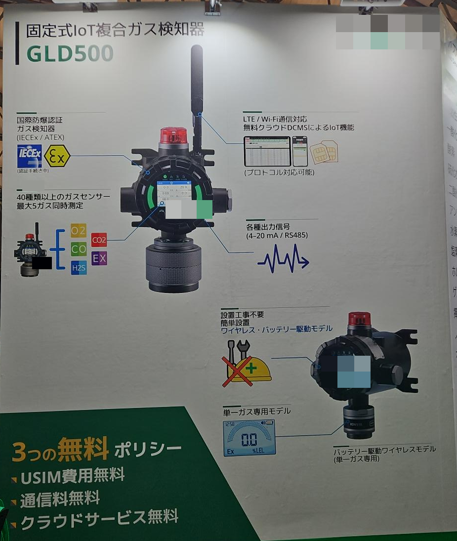 고정식 IoT 가스검지기 GLD500을 소개하는 전시 패널